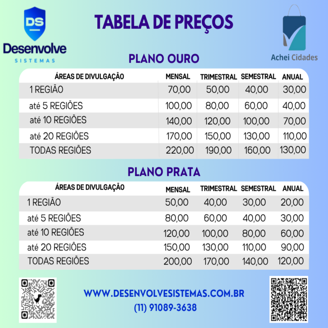 TABELA DE PREÇOS